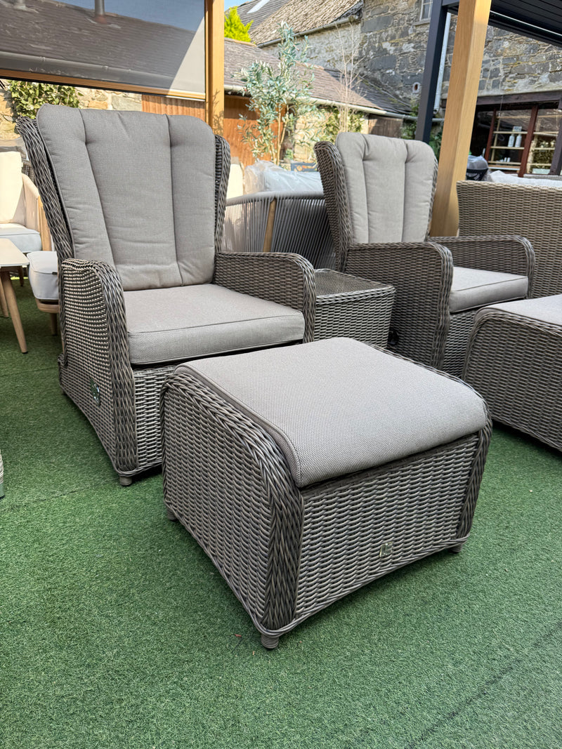 Elba Reclining High Back Lounge Set With Footstools & Side Table