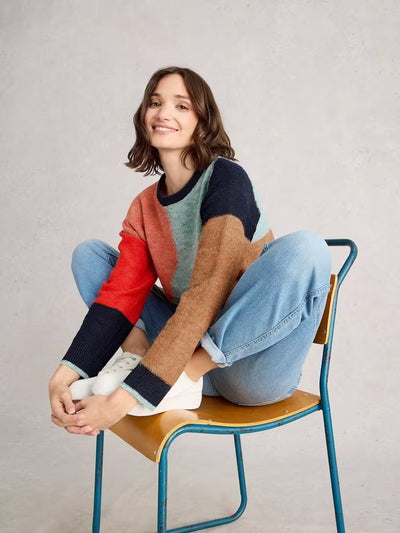 White Stuff Freya Abstract Jumper - Navy Multi