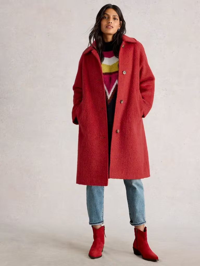 White Stuff Women’s Kelsey Wool Blend Coat in Bright Red