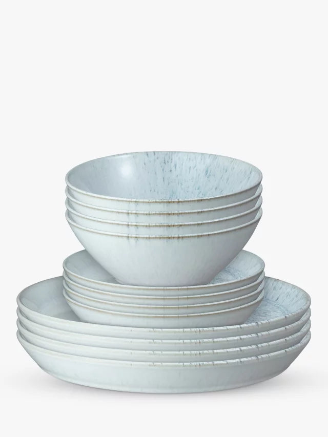Denby Kiln Blue Stoneware Dinnerware Set 12 Piece