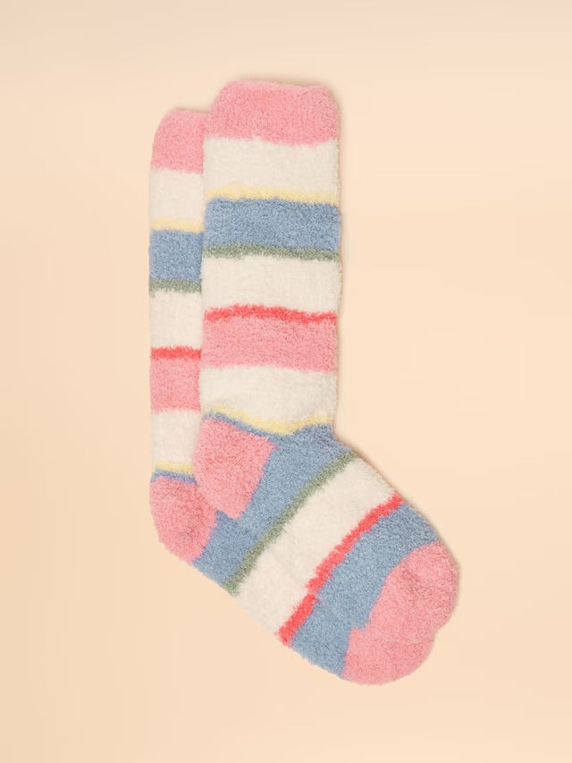 Joules Kids Fluffy Socks Pink Stripe Socks