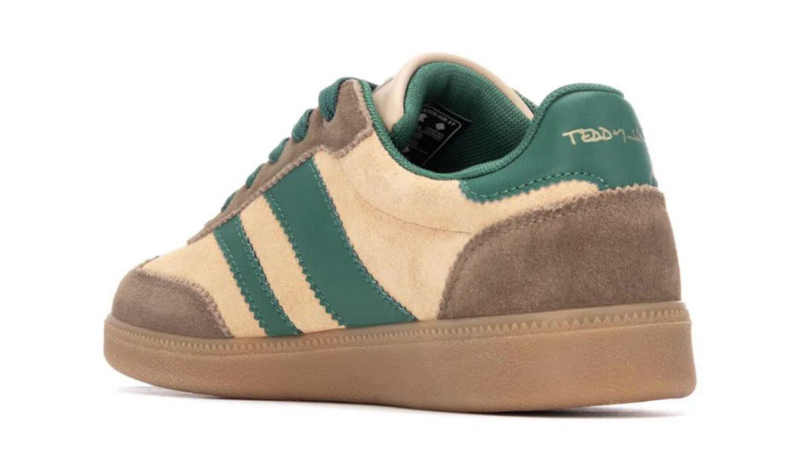 Teddy Smith Ladies Trainers 120235 in Z Serr Beige Suede Lace Up with green detail