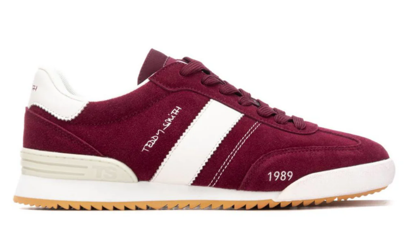 Teddy Smith Ladies Trainers 120319 Z Serr Burdeos Burgundy Lace Up Retro