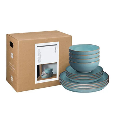 Denby Azure Coupe 12 Piece Tableware Set