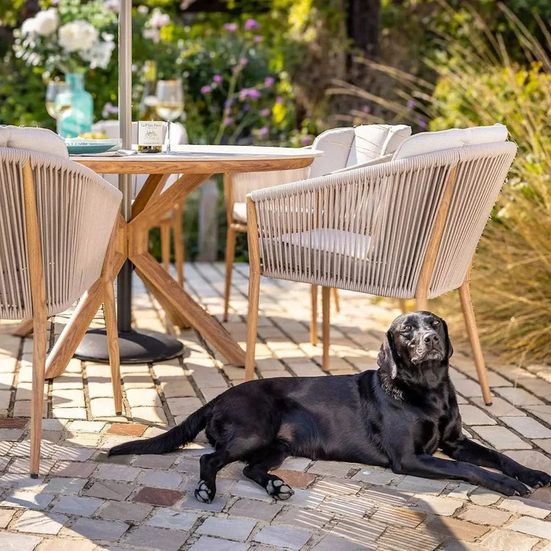 Hartman Portico 6 Seat Round Dining Set Wood Effect Aluminium Frame - PRE ORDER MARCH DELIVERY