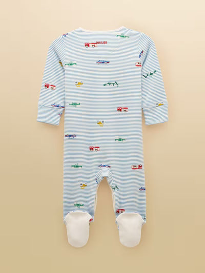 Joules Razamataz Blue Cotton Babygrow-Cars