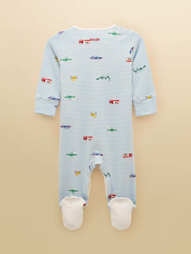 Joules Razamataz Blue Cotton Babygrow-Cars