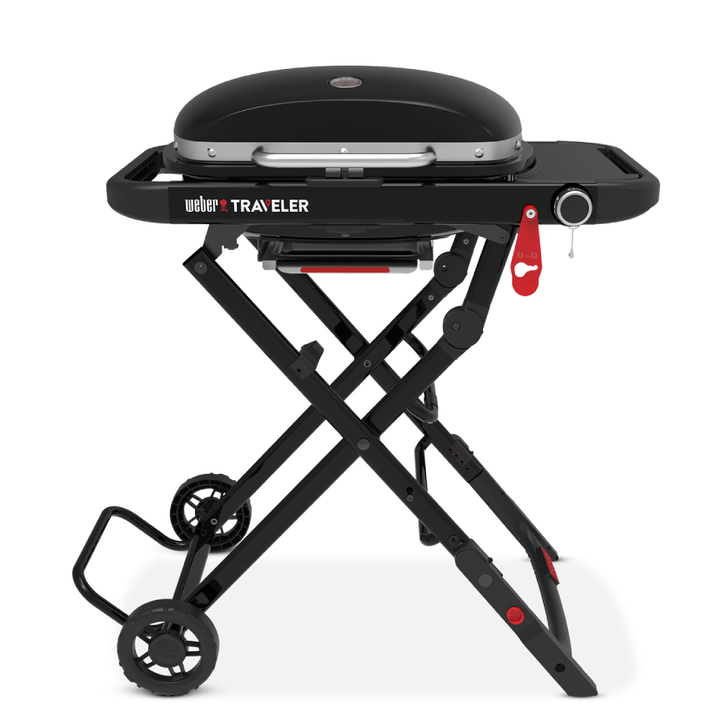 Weber Traveler Compact Portable Gas Grill BBQ with Travel Cart 
