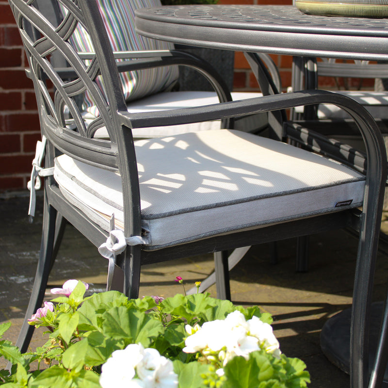 Hartman Tuscany 6 Seater Cast Aluminium Dining Garden Furniture Set With 2.5m Parasol & Base