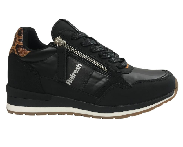Refresh Ladies Trainer 172329 in Z Tex Black Zip Lace Up