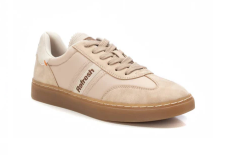 Refresh Ladies Trainer 172433 in ZC Beige, Lace up vegan shoe