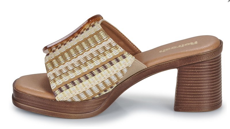 Refresh Ladies Block Heel Mule 172522 Beige Slide