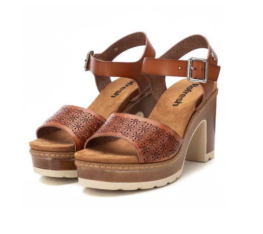 Refresh Ladies Platform Block Heel Open Sandal 172781 in Camel