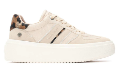 Refresh Ladies Chunky Sole Trainers 172953 in Z C Beige Lace Up