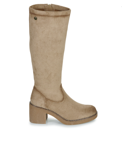 Refresh Ladies Knee High Block Heel Boot 173037 BT ANT Beige Suede