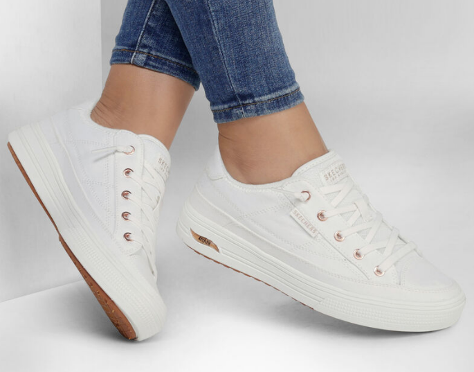 Skechers Ladies Trainer Arch Fit Arcade Meet Ya There in White