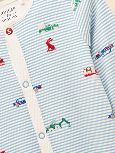 Joules Razamataz Blue Cotton Babygrow-Cars