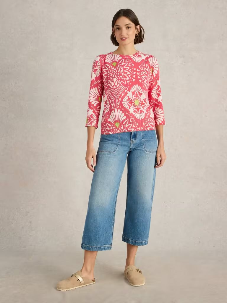 White Stuff Womens Rose Jumper - Coral Print