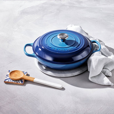 Le Creuset Signature Cast Iron 30cm Shallow Casserole Dish - Azure Blue