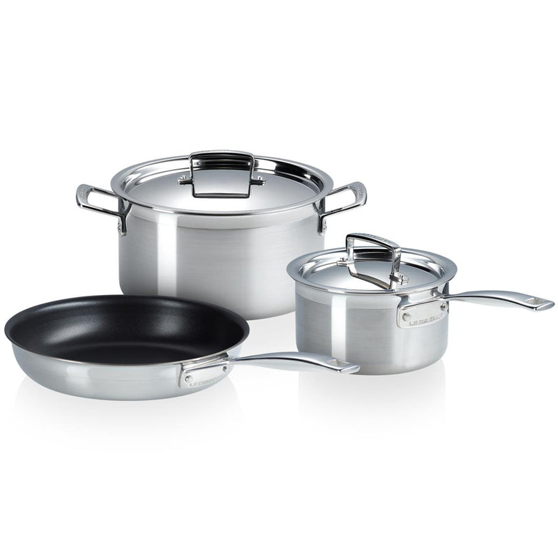 Le Creuset 3 Ply Stainless Steel 3 Piece Cookware Set