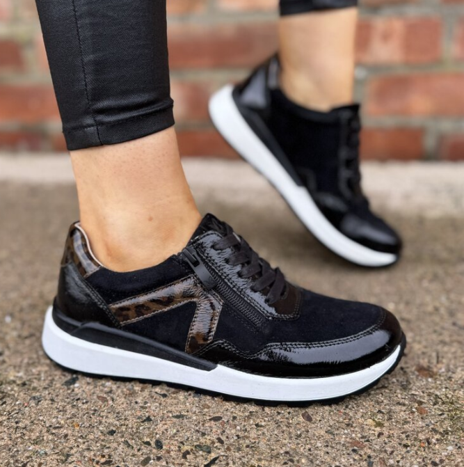 Caprice Ladies Lace Up Zipped Shoes 23737-45 Black