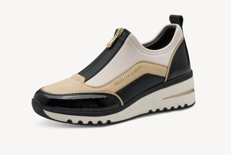 Marco Tozzi Ladies Zip Top Trainers 24780-45 Cream/Black