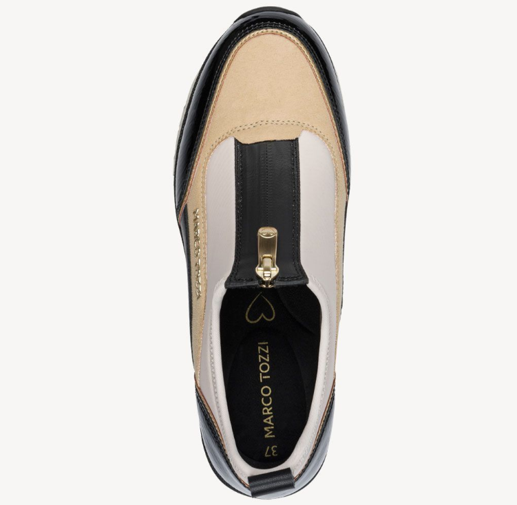 Marco Tozzi Ladies Zip Top Trainers 24780-45 Cream/Black