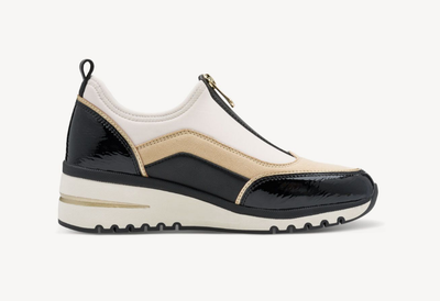 Marco Tozzi Ladies Zip Top Trainers 24780-45 Cream/Black