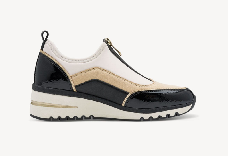 Marco Tozzi Ladies Zip Top Trainers 24780-45 Cream/Black