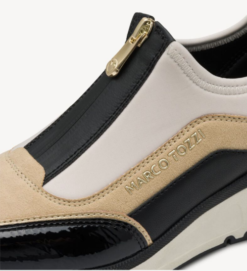 Marco Tozzi Ladies Zip Top Trainers 24780-45 Cream/Black