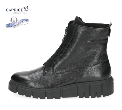 Caprice Ladies Chunky Ankle Boot 25352-43 Black Nappa, Zip up