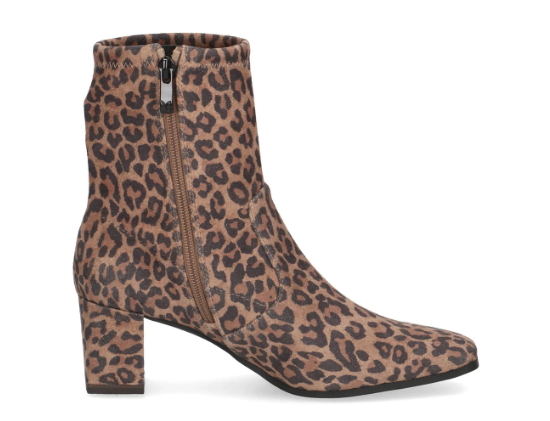 Caprice Ladies Block Heel Ankle Boots 25354-41 in Leo Stretch