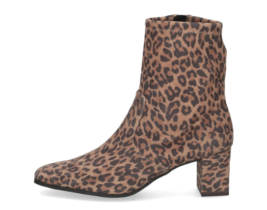 Caprice Ladies Block Heel Ankle Boots 25354-41 in Leo Stretch