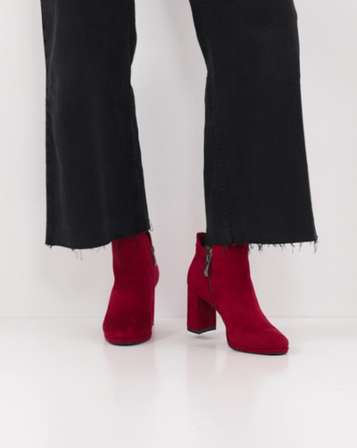 Tamaris Ladies Block Hell Boots In Red