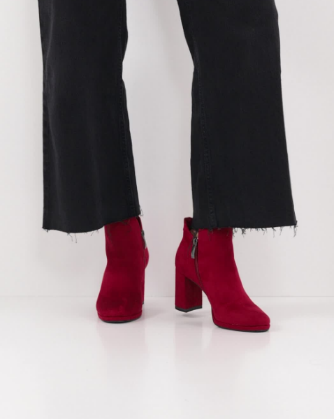 Tamaris Ladies Block Hell Boots In Red
