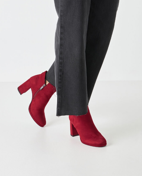 Tamaris Ladies Block Hell Boots In Red