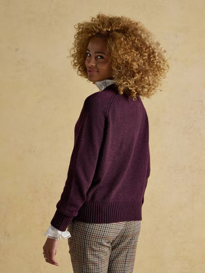 Joules Women’s Jonty Wine Red Crew Neck Intarsia Jumper