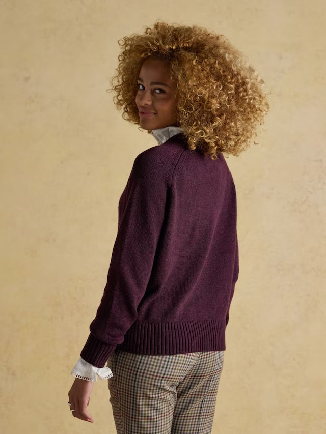 Joules Women’s Jonty Wine Red Crew Neck Intarsia Jumper