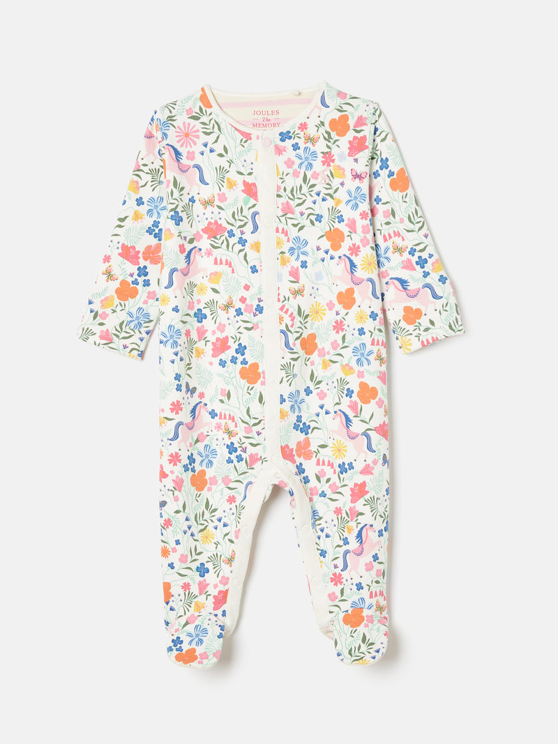 Joules Baby Girl’s Razamataz Cotton Babygrow - Cream Horse Print