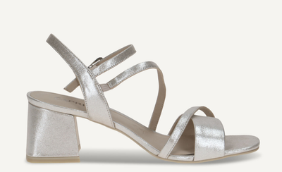 Caprice Ladies Block Heel Open Sandal 28300-44 in Taupe Metallic
