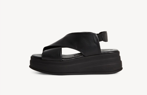 Tamaris Ladies Flatform Leather Sandal 28303-44 in black