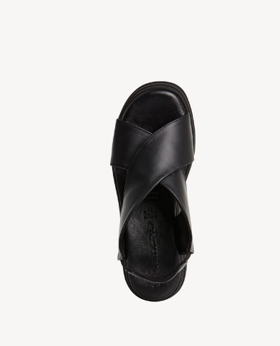 Tamaris Ladies Flatform Leather Sandal 28303-44 in black