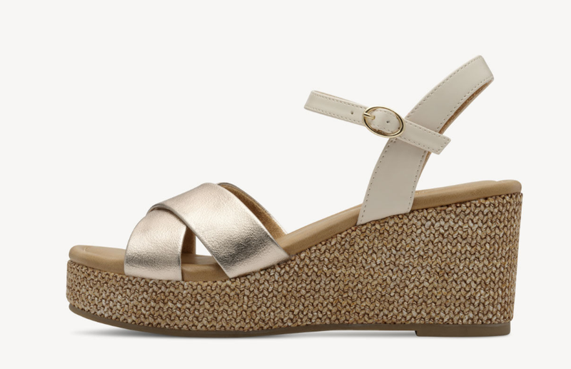 Marco Tozzi Ladies Platform Wedge Sandals 28397-42  in Platinum Combination