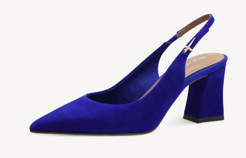 Tamaris Ladies Block Heel Suede Leather Slingback 29633-44 in Royal Blue