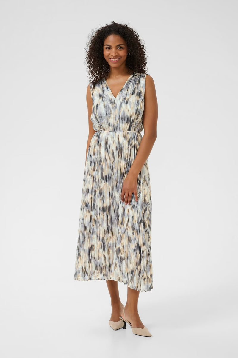 Kaffe Women’s KAvicki Dress - Grey Graphic Blur Print
