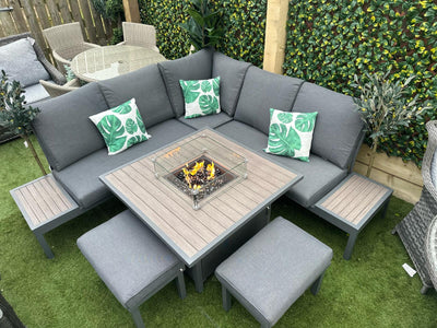 Milano Deluxe Modular Corner Set With Firepit Table