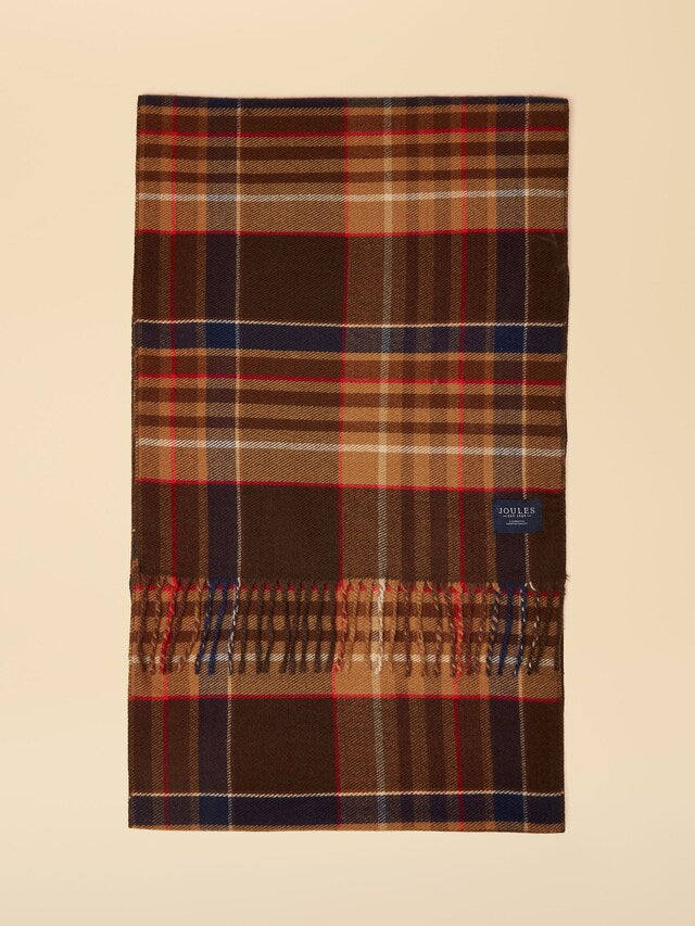 Joules Langtree Check Brown Scarf