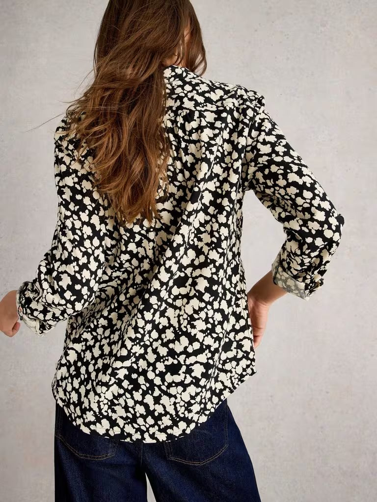 White Stuff Women’s Sophie Printed Shirt in Black Print