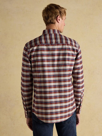 Joules Men’s Oxford Classic Fit Long Sleeve Cotton Shirt - Red Check