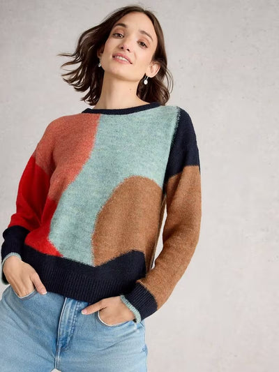 White Stuff Freya Abstract Jumper - Navy Multi